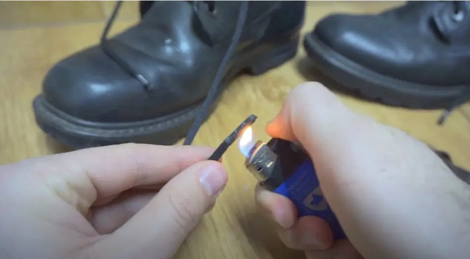 how to repair shoelace aglet with lighter and shrink tube