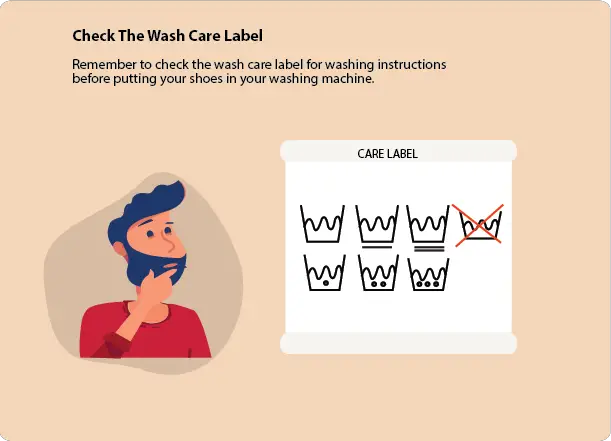 check care label before putting shoes into the washing machine 