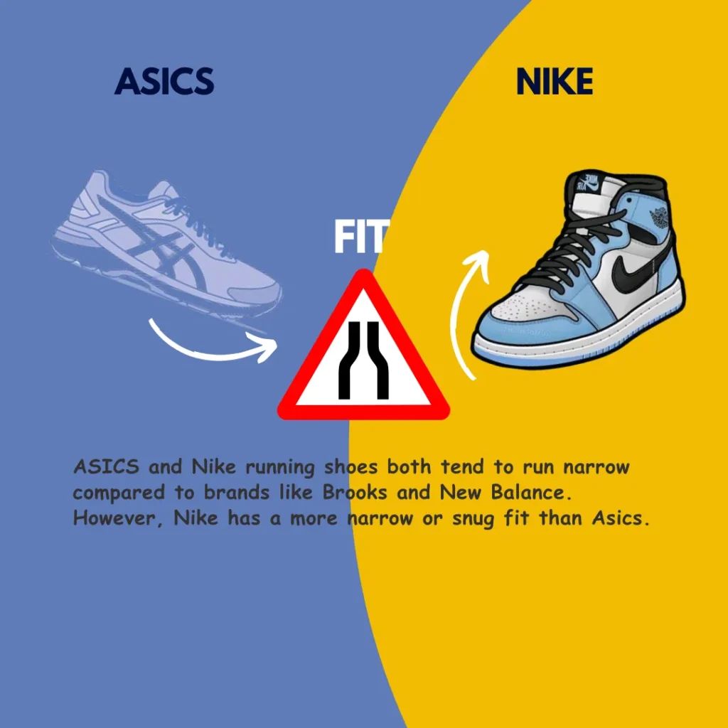 Asics Vs Nike Fit Comparison Graphic